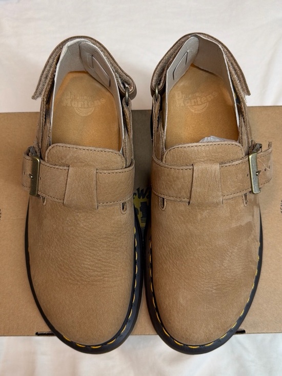 Dr. Martens Shoes - Dr. Martens Women's Tan Leather Buckle Clog Mules